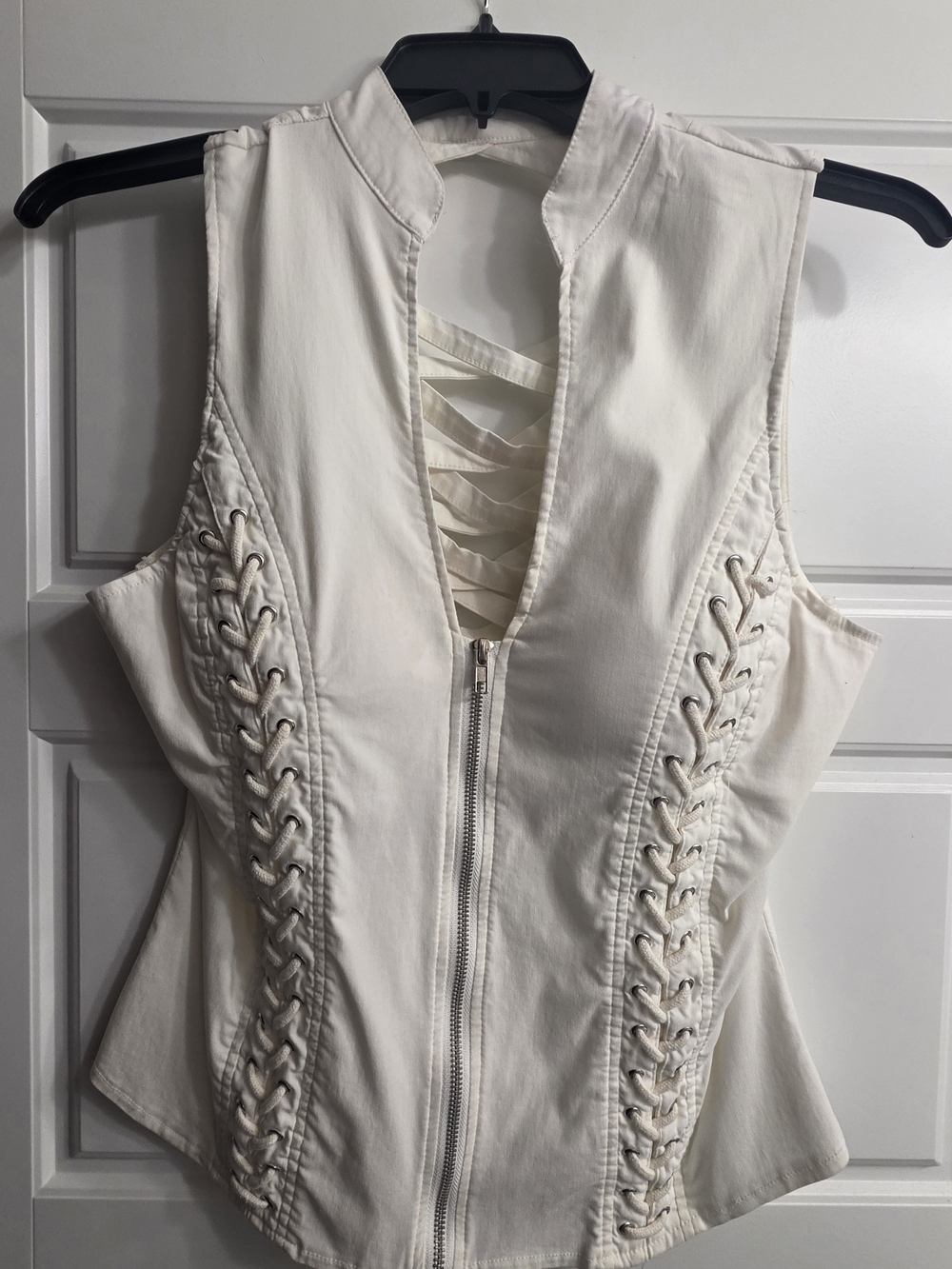 White Lady Biker Riding Top